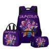K-POP Hunter Girl Group 3D Anime Backpack Set for Students - 3-in-1 Shoulder Bag Lunch Bag Pencil Case Kawaii COSPLAY Edition Less