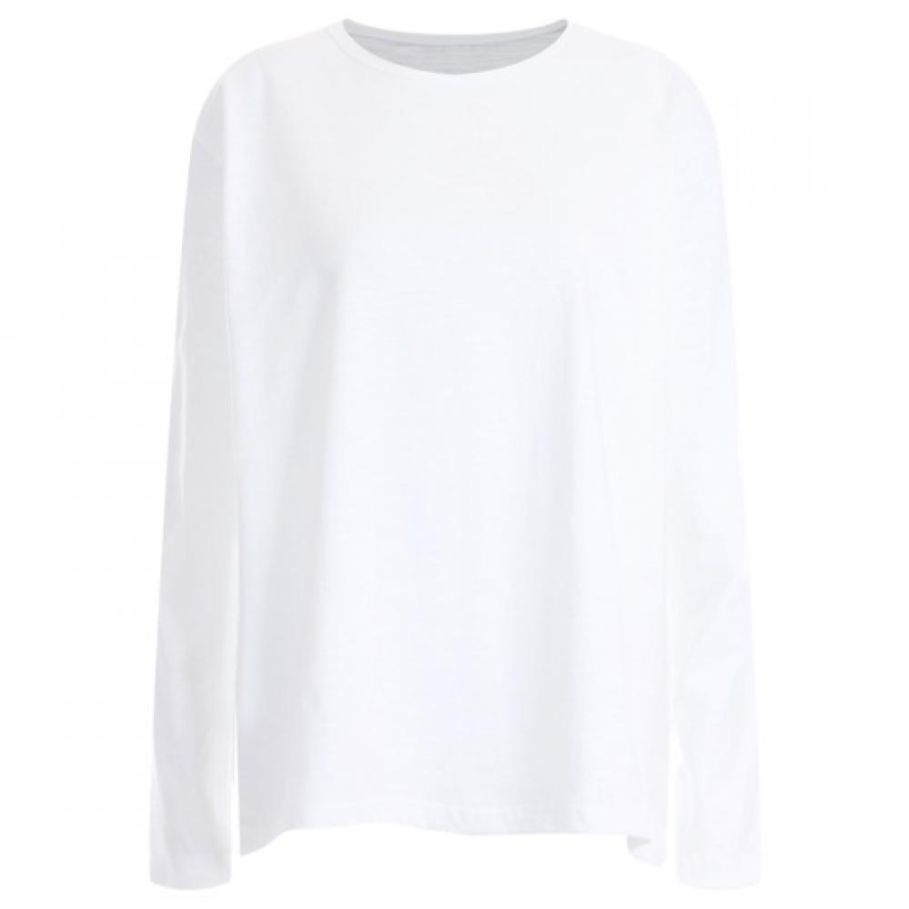 Shop   Women Basic Round Neck Long Sleeve T shirT whiTe Dai Wsh 12129