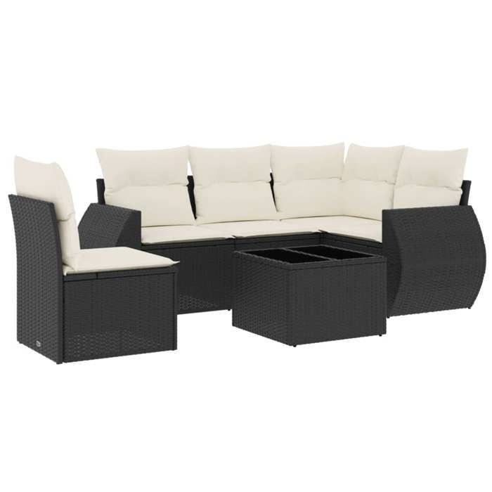 VidaXL Garden Lounge Set with Cushions 6 Pcs, Patio Sofas, Patio Furniture Set, Outdoor Furniture, Black 3221375