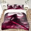 3pcs Moonlit Red Haired Warrior Fantasy Bedding Set-Perfect for Bedroom, Guest Room, Living Room, Hotel Decor-Ideal Gift for Fans, Travelers