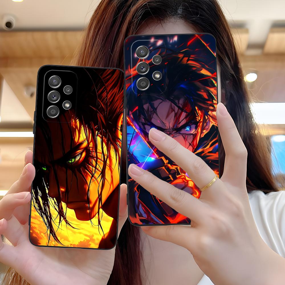 AOT Eren Mobile Cell Phone Case for Samsung Galaxy M55 54 42 35 34 33 32 23 22 15 14 13 12 F55 5G Colour Protective Cover Pretty