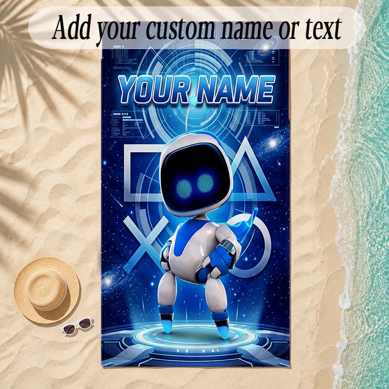 Beach TowelAstro Bot Custom Name Text Personalized Soft Towel for Beach Pool Indoor Home Decor Gift