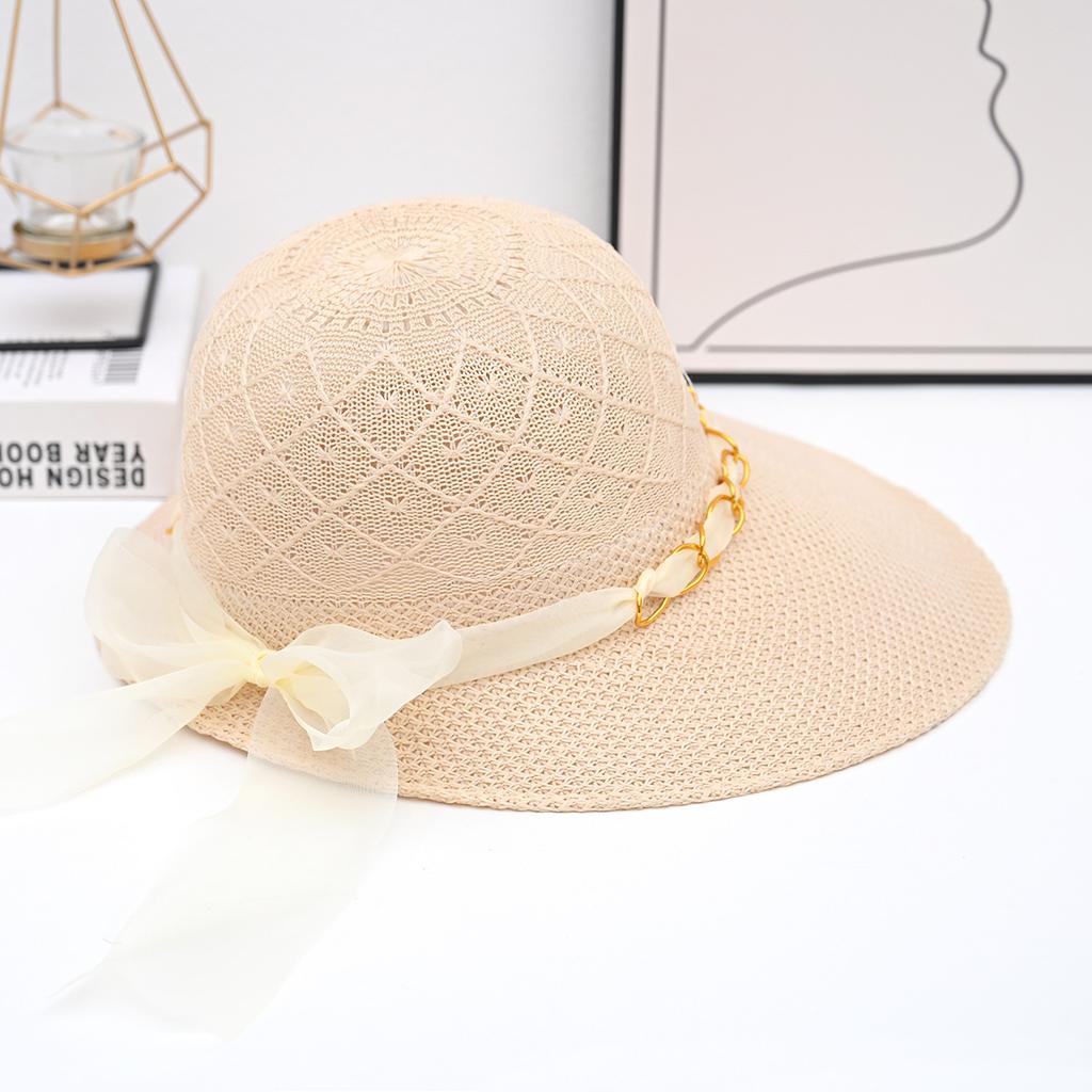 Women's Summer New Large Brimmed Lace Straw Hat Fashionable and Versatile Sunscreen Duck Tongue Sun Hat