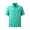 Camicia da uomo a maniche corte con bottoni, a righe Guayabella ricamate, quattro tasche, Dachen