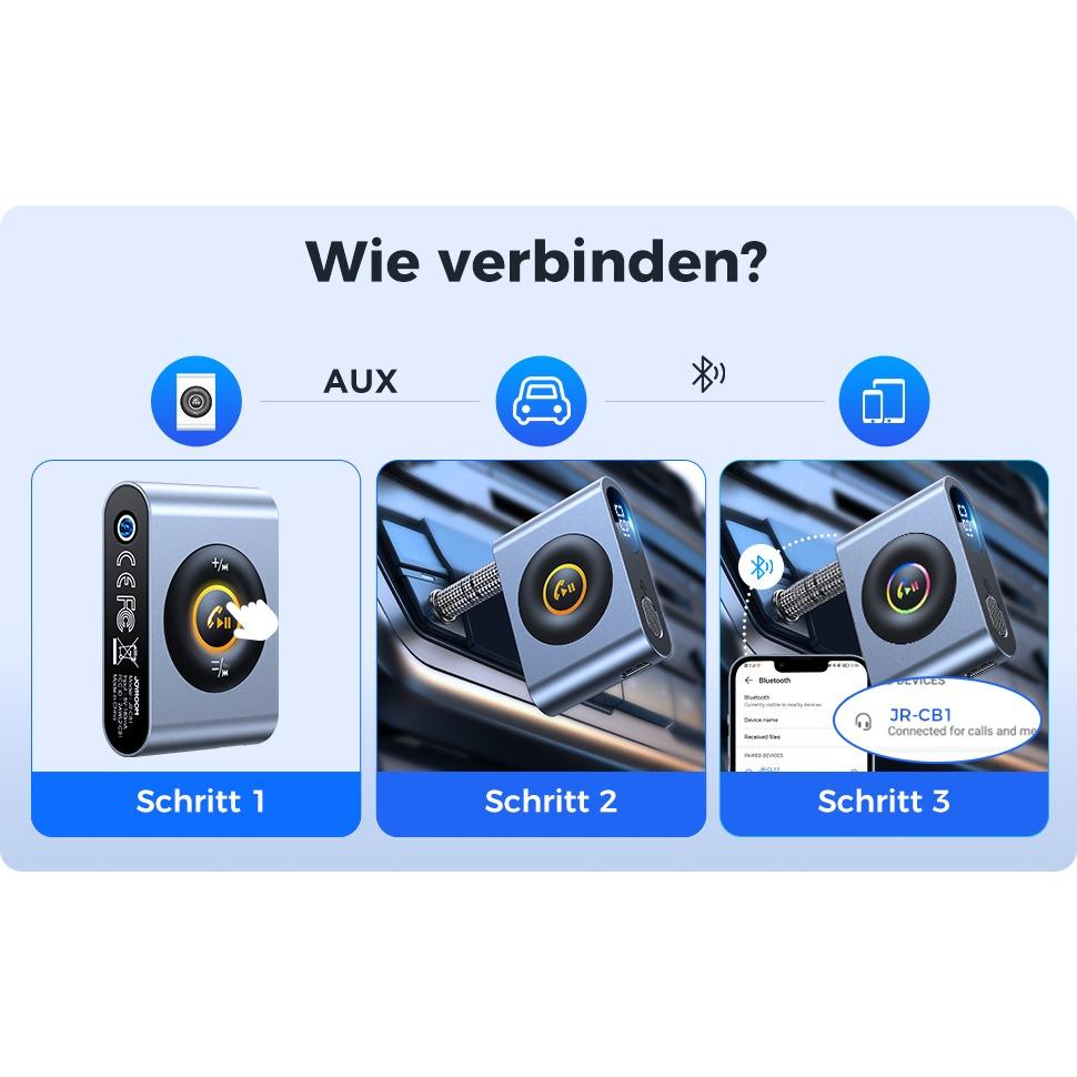 Aux Car Bluetooth 5.3 Adapter, Hi-Fi Stereo Audio, Aux for Hands-Free Kit, Noise Reduction, Bluetooth Aux Receiver, 3.5 Mm Jack for Car Sound System