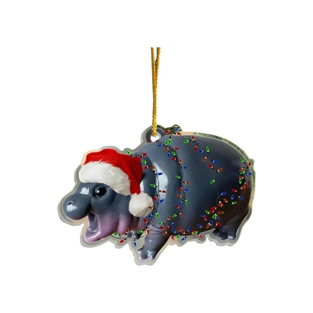 Moo Moo Nilpferd Weihnachtsgeschenk Kleines Geschenk Niedlicher Anhänger mit Nilpferd-Aufdruck Kleiner Anhänger