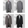 Herbst und Winter mittellanger Wollmantel Herren im britischen Stil verdickter Windjacke High-End-Kaschmir-Wollmantel