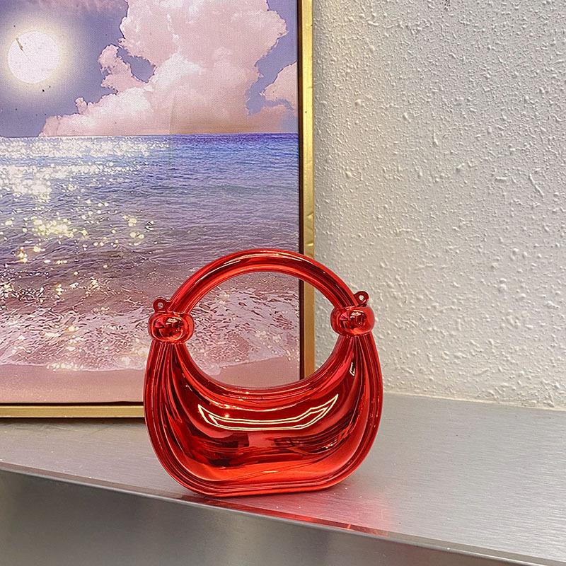 

Fashion acrylic glossy metal crescent shell bag banquet large capacity dumpling bag underarm handbag