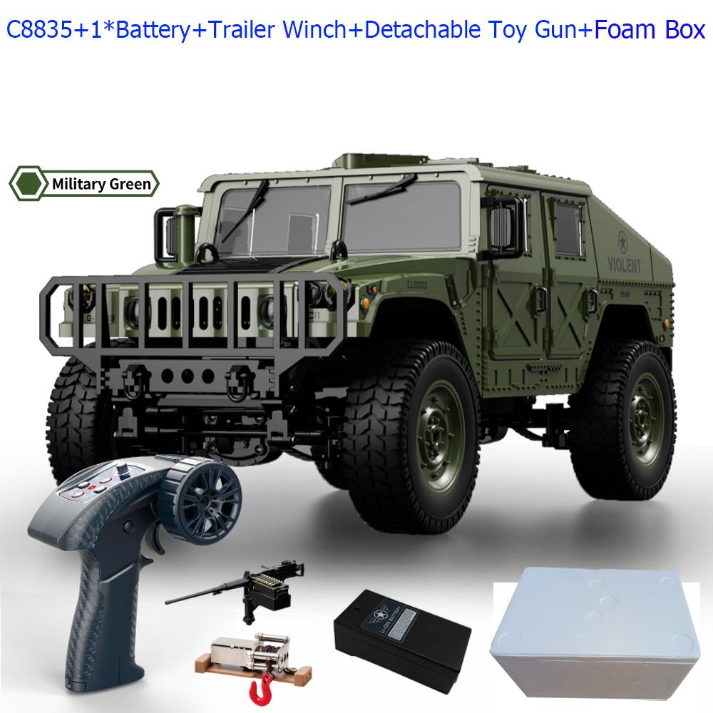 C8835 1:14 RC Car 2.4G Remote Control Car 4WD Off-road Climbing Simulation All-terrain RC Crawler Military Jeep JJRC RC Toys