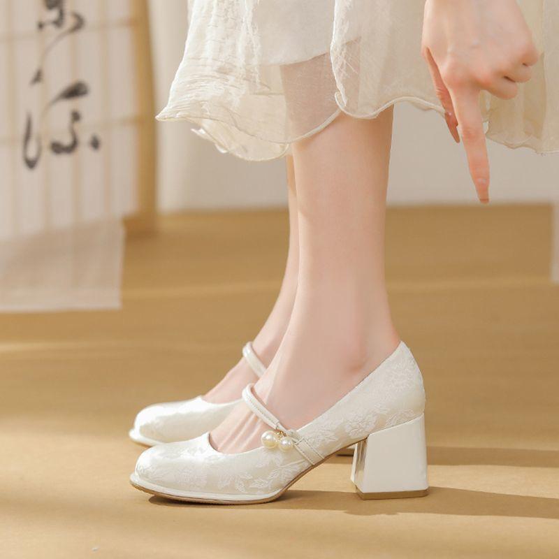 French gentle fairy style elegant sandals summer new Chinese style with cheongsam horse face skirt high heels