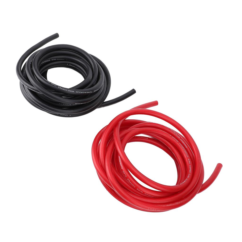4AWG 20ft Power Cable with Line Tail Heat Shrink Tube Black Red Flexible Power Ground Wire Kit for Car Radio Speaker
