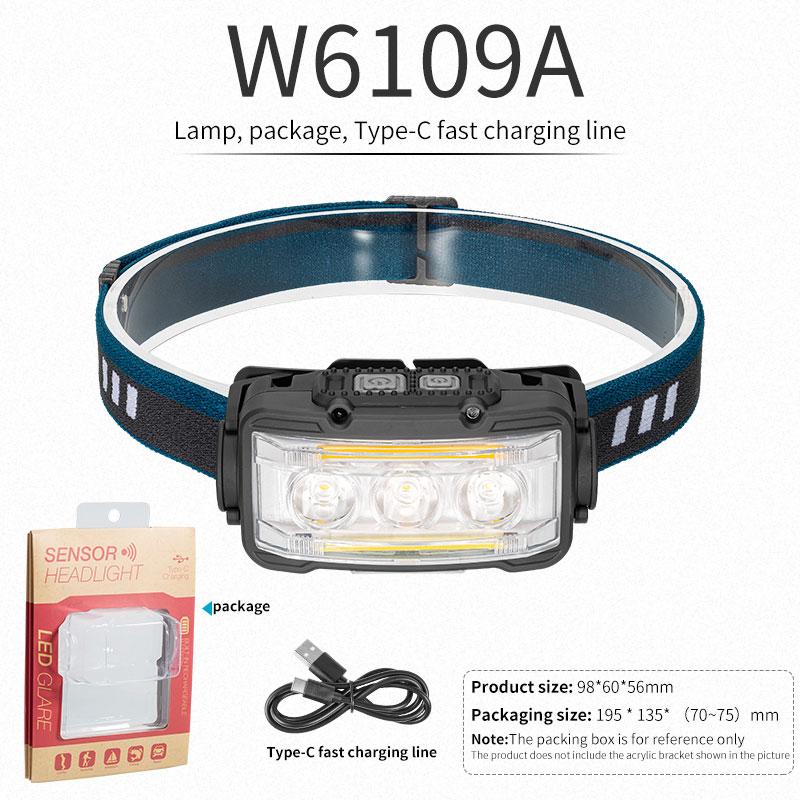 Wiederaufladbare Stirnlampe 1800mAh Super Helles Licht Induktions-LED-Stirnlampe Wasserdicht Camping Eingebaute 18650 Lithiumbatterie
