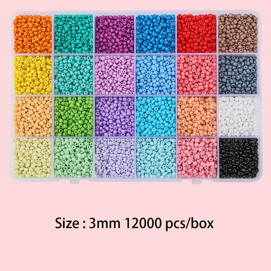Yiwu 24 Farben 3mm Mix Saatperlen Set 12000 Stück pro Box für DIY Schmuck Perlen Halskette Armband Ohrring Herstellung Set