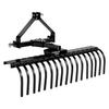 127 Cm Lanscape Rock Rake, 3-Point Tow Behind Landscape Rake with 17 Steel Tines, Fit Category 1 Tractors, Angle Adjustable, Heavy Duty Lawn