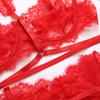 Aduloty Unterwäsche Sexy Dessous 3-teilig Transparent BH Spitzenanzug Sexy Strumpfgürtel mit Strümpfen Frau Erotik Intim