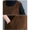 Plus Size Women Corduroy Sleeveless Long Dress Casual Loose Large Lady Dress