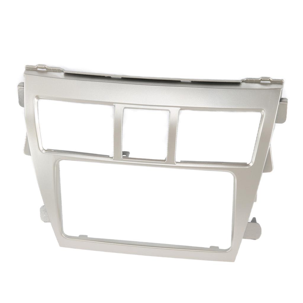 2Din Radio Stereo Fascia Frame Dash CD Panel Trim Decor Silver Replacement for Vios Belta Yaris