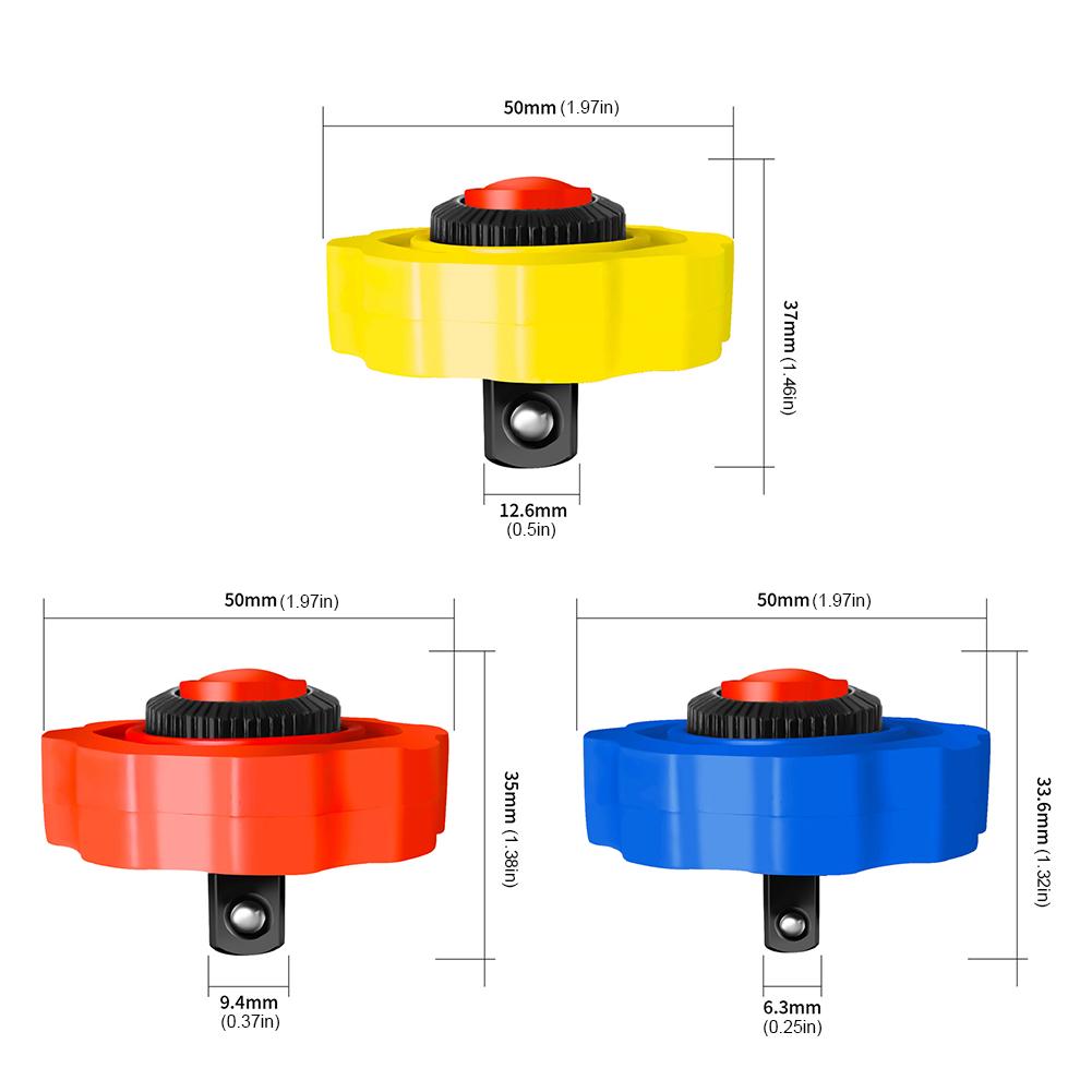 3 Pcs Mini Finger Ratchet 1/2'' 3/8'' 1/4'' Stubby Thumbwheel Ratchet Finger Reversible Ratchet Handle for Auto Repairing