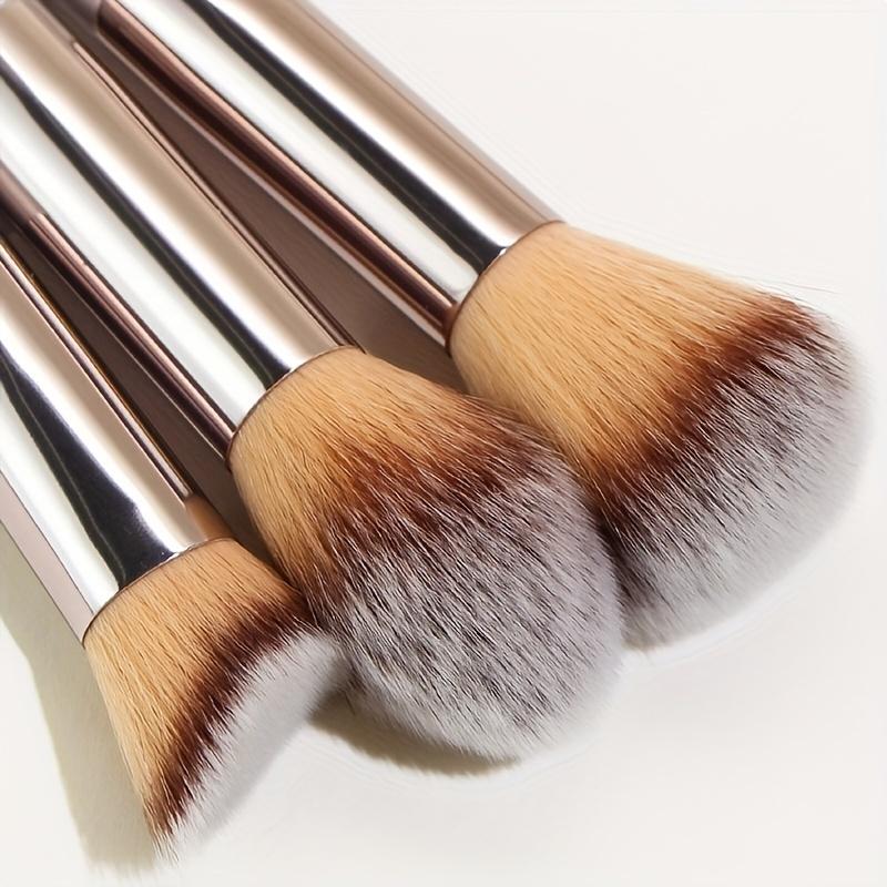 10Pcs Champagne Gold Makeup Brush Set Soft Synthetic Bristles for Foundation Eyeshadow Blush