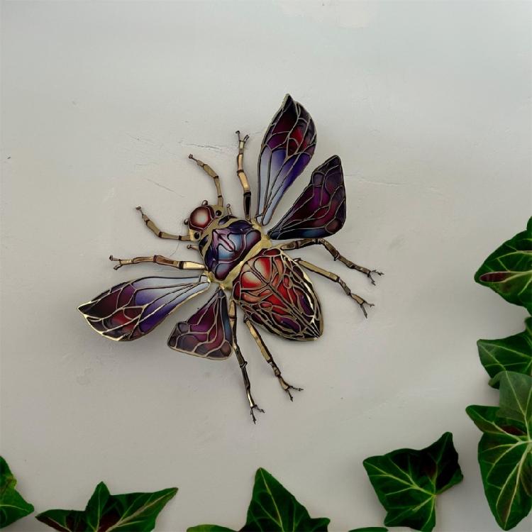 Metal Beetles Wall Art Colorful Bees Sign Wall Hangings Decor for Garden Yard