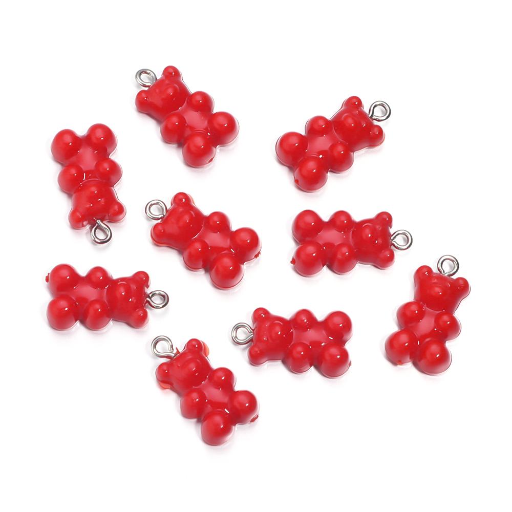 10Pcs/Lot 22×12mm Acrylic Pendant Macaron Colored Mini Bear Pendant For Diy Cute Necklace Earrings Gift Jewelry Accessories