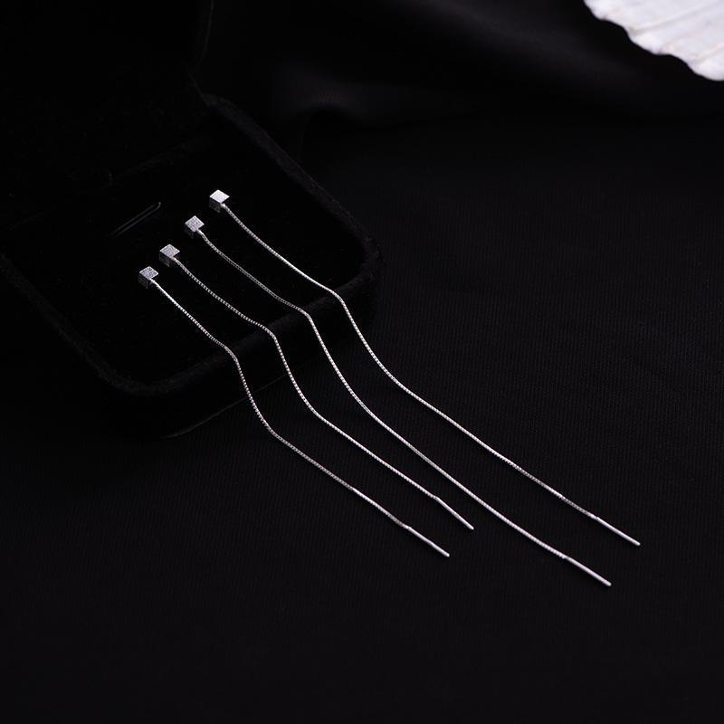 Banyan Tree S925 Silver Long Earrings for Women - Square Design, 2022 Fashion for Round Faces