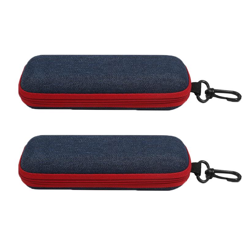 1-2pc Portable Glasses Box Zipper Sunglasses Protection Container Eyeglasses Case With Hook Reading Glasses Organizer Carry Bags