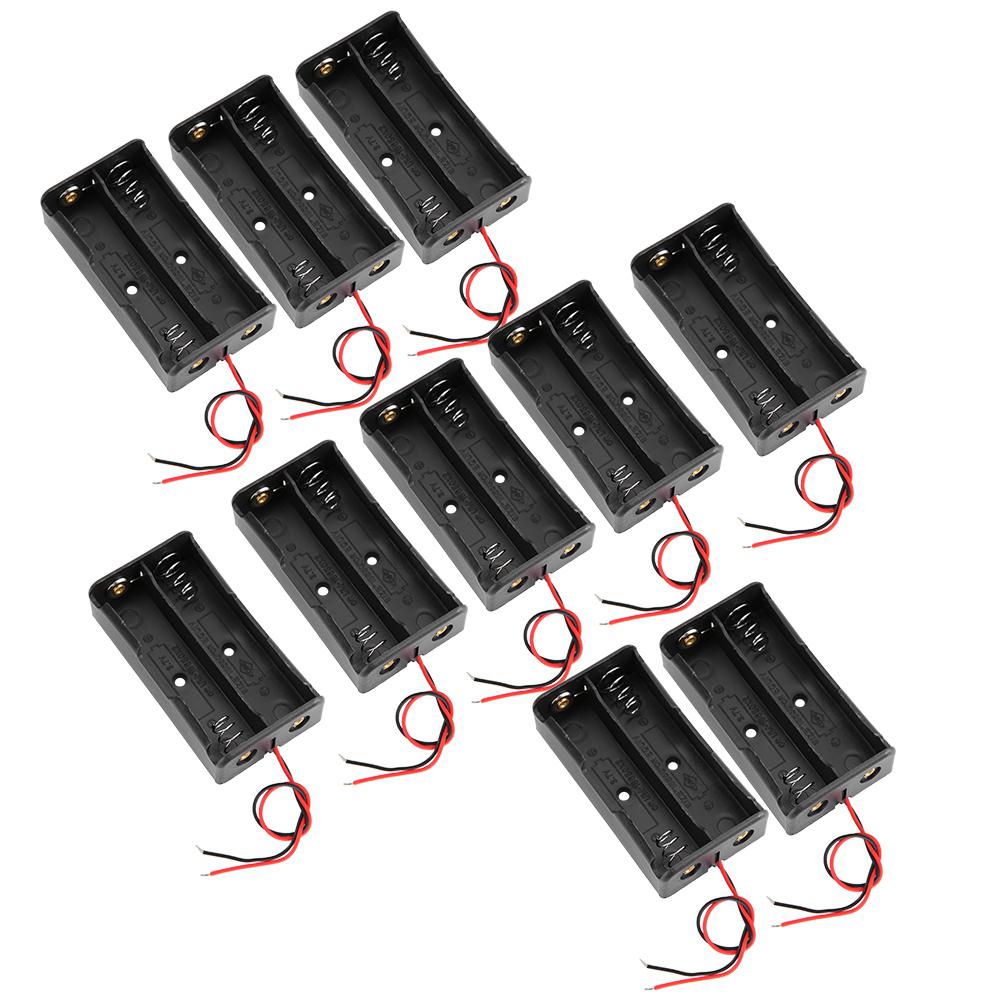 10pcs Double 18650 Battery 3.7V Storage Box Holder Case Black High Strength