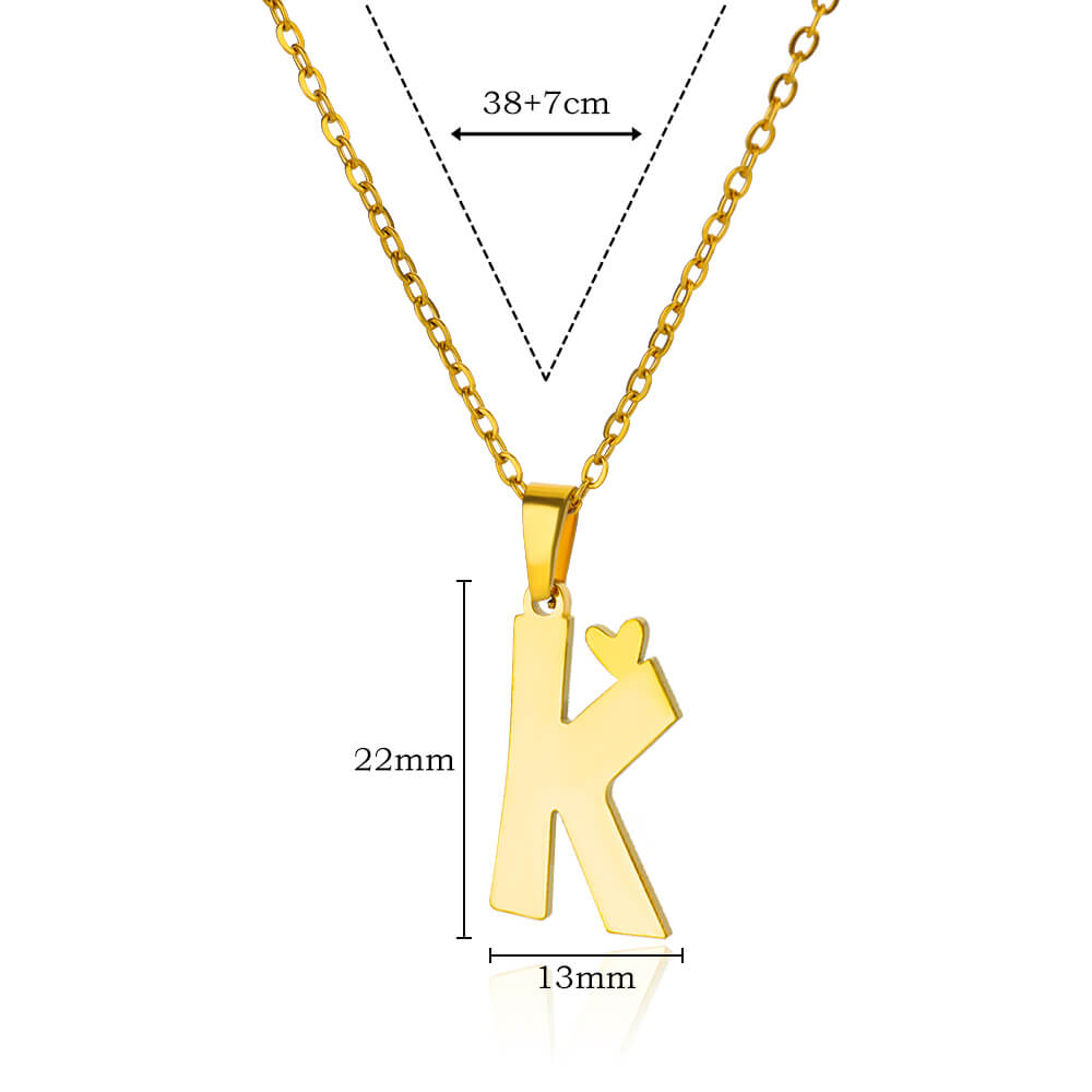 Stainless Steel Heart Initial Letter Necklace for Women Gold Plated Alphabet Pendant Necklaces Vintage Waterproof Jewelry Gifts