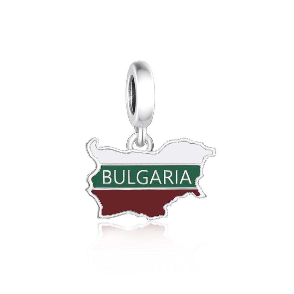 925 Silver Pan Charms Fit Original Bracelet Europe Greece Iceland France Italy Finland Flag Map Dangle Bead for Jewelry Making