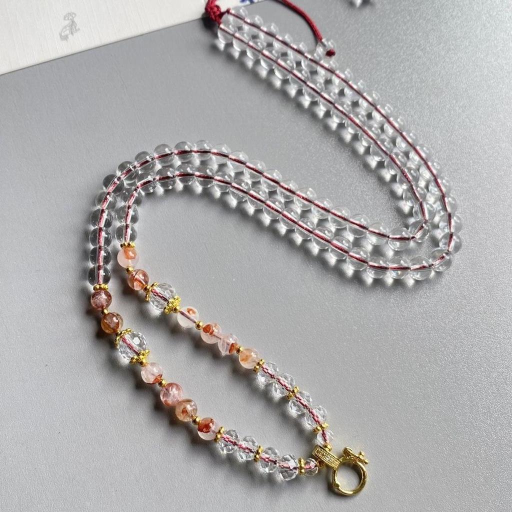 Adjustable Thailand Buddha Amulet Necklace with Crystal Beads, Gutta Percha, Thangka Pendant & Quick Release Buckle