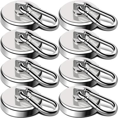 1/10pcs Strong Magnetic Hooks with Swivel Carabiner Heavy Duty Rotatable Neodymium Magnet Hook Kitchen Fridge Magnetic Suction