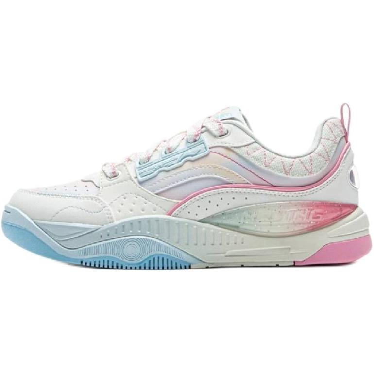 Li Ning Kids Sports Lifestyle Comfortable Soft Non-Slip Wear-Resistant Low-Top Casual Shoes Men Sneaker Off-White Light-Sky-Blue YKCV018-2