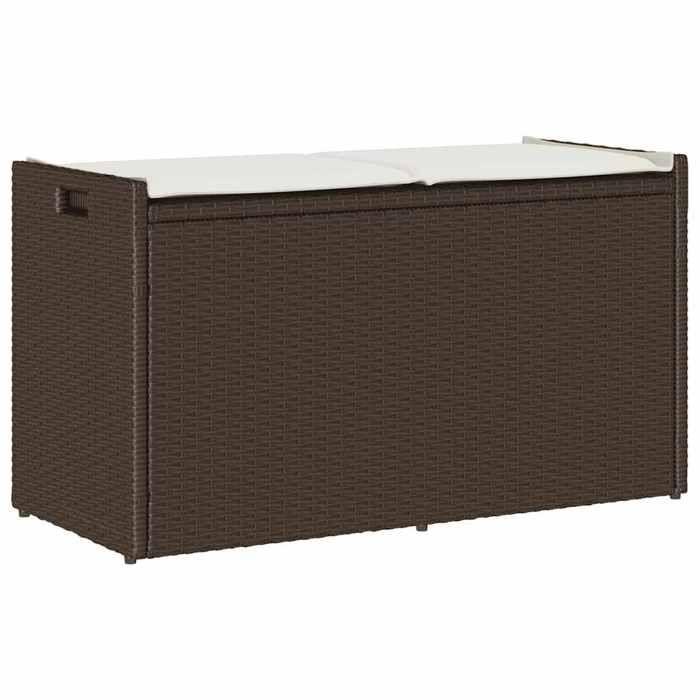 VidaXL Banc de rangement extérieur coussin marron 100cm résine tressée, banc de rangement de jardin, banc de rangement 4104061