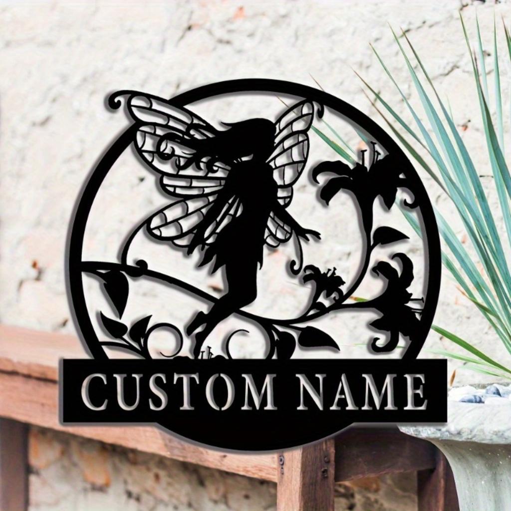 Customizable Fairy Metal Surname Sign 1pc Black Iron Art Hot Sale for Home Living Room Outdoor Patio Decor
