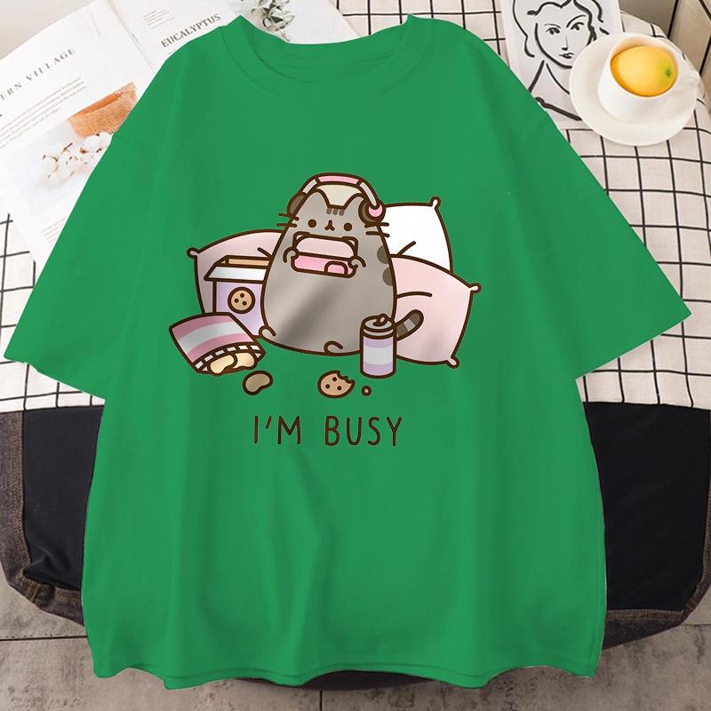 

новый Извините, я занят Кот играет в игры в наушниках Мужская Женская Футболка Высокое Качество Брендовая Одежда Свободные Футболки Топы Пара 4XL