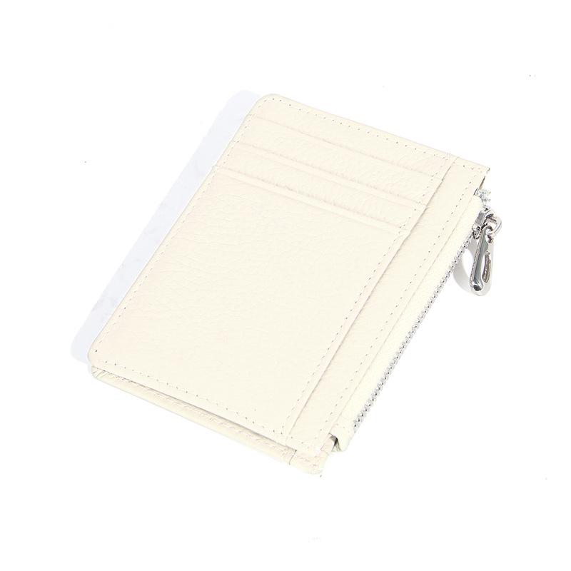 Women's Genuine Leather Slim Card Holder & Coin Purse - Japanese Minimalist Style with Multi-Card Slots and ID Holder.
