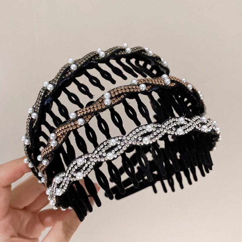 Sparkling Flocking Hairbands With Anti Slip Toothcomb, High Cranium Headdress For Women Hair Decoration 3 Piece Set