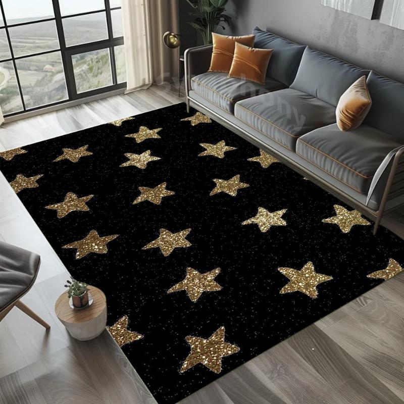 Star Pattern Carpet Mat Rug - Brown Yellow Geometric Design Modern Minimalist Home Decoration for Living Room Bedroom Floor Mat