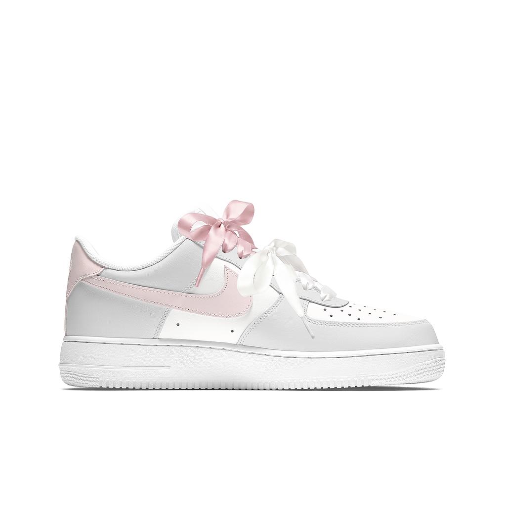 Nike Air Force 1 Couple's Shopping Bag Abrasion Resistant Low top Skateboard Shoes Women's Gray Pink CZ0270-106(Team2363-S-BOX)