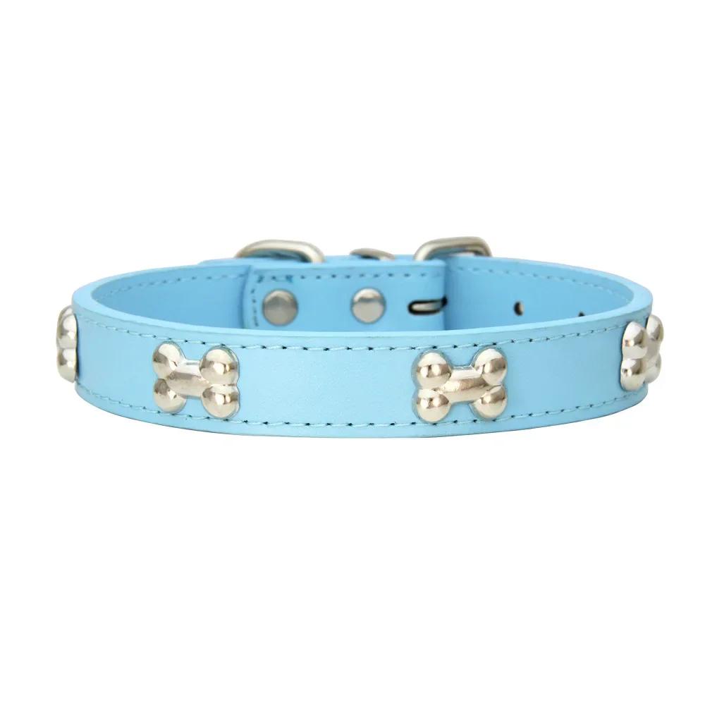 New pet PU leather bone dog collar for cross - border spot wholesale, can be matched with traction belt