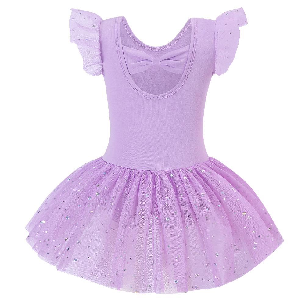 Girls Dance Leotards for Ballet Dress Shiny Tutu Skirted Leotard Gymnastics Bodysuit Ballet Wear Stage Performance Costume