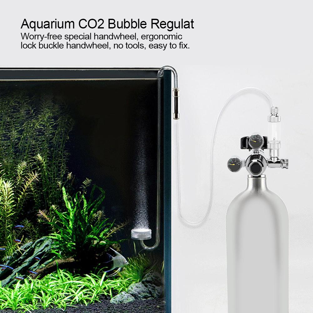Stainless Steel Aquarium CO2 Bubble Regulator Counter Water Plants Cylinder Flow Valve