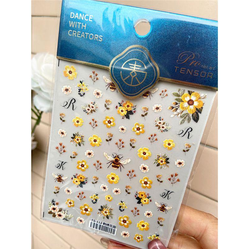 

2025 New Arrival Internet Celebrity Nail Art Sticker Embroider Garden Relief Honey Flower Nail Sticker Ins Style Nail Sticker TS-112 Embroider Garden [Plane]]