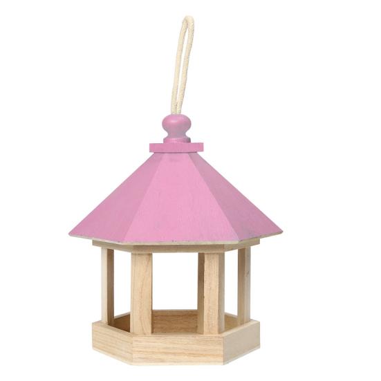 Wooden Hanging Bird Feeder Peanut Food Container Garden Outdoor Feeding Tool