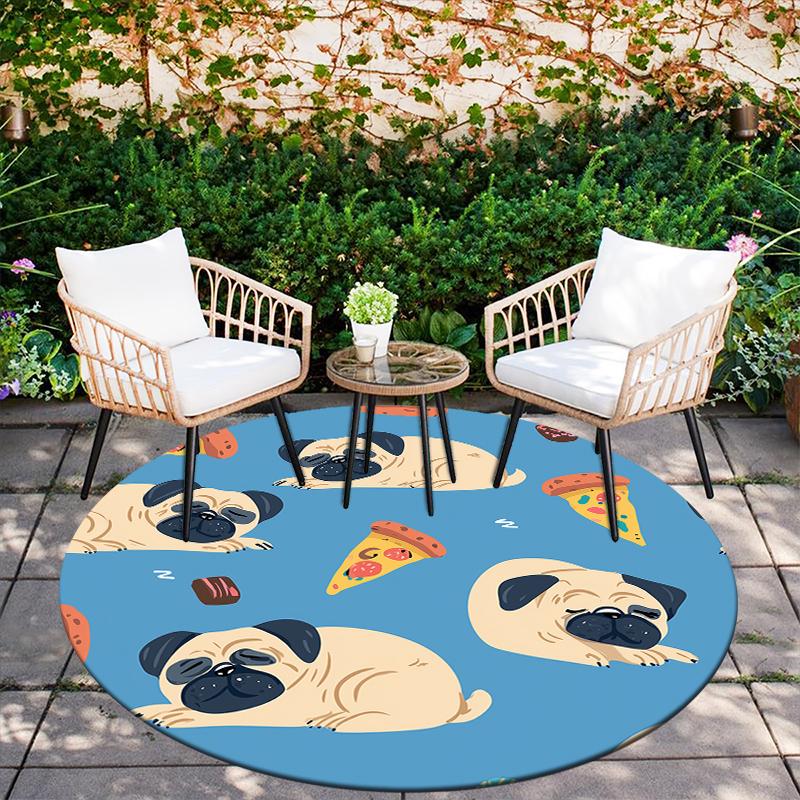 Pug pattern round rug,Carpet Rug for Living Room Bedroom Sofa Playroom Decor,Non-slip Floor Mat,Holiday Gifts and Birthday Gifts