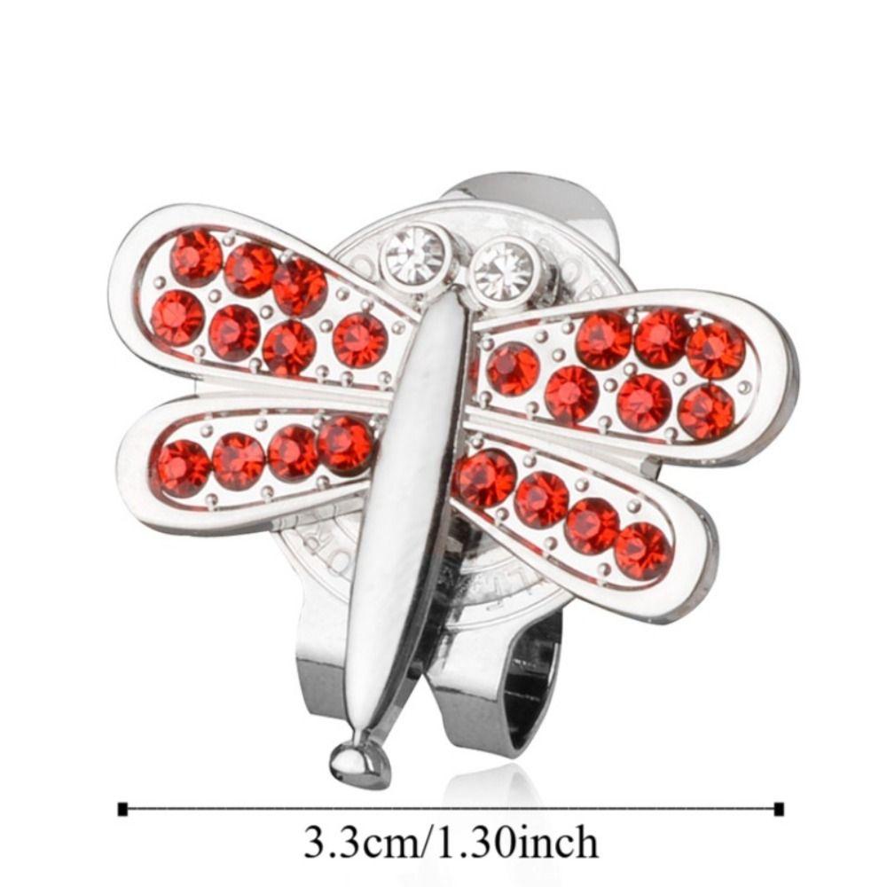 Dragonfly Pattern Golf Cap Clip Bling Crystal Zinc Alloy Golf Ball Mark Detachable Ball Position Golf Hat Marker Golf Lovers