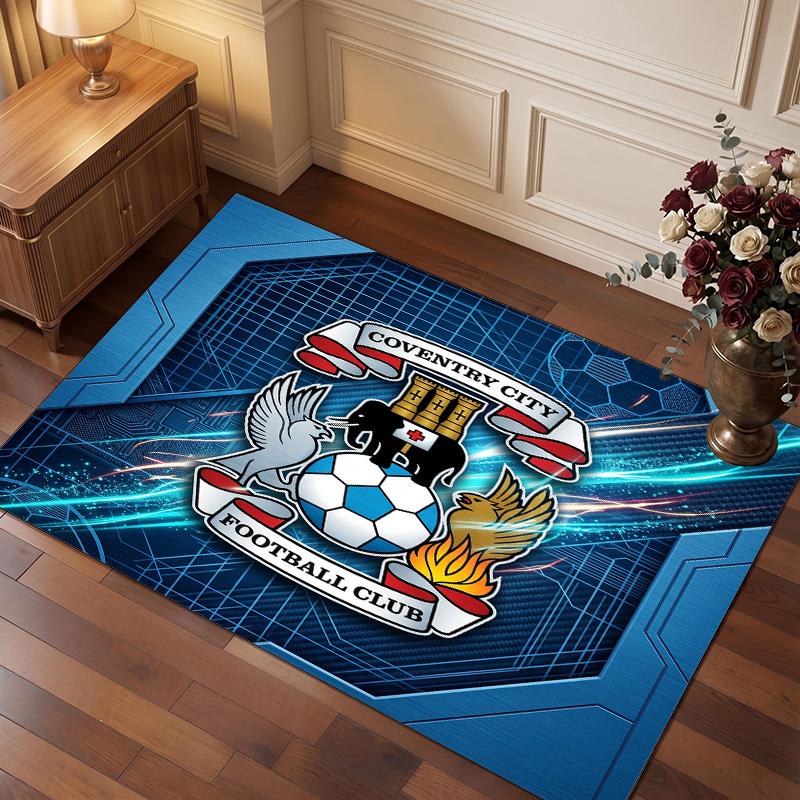 Tappeto in Velluto di Cristallo con Stampa del Coventry City Football, Comodo Assorbente d'Acqua Antiscivolo Tappeto per Pavimenti Interni