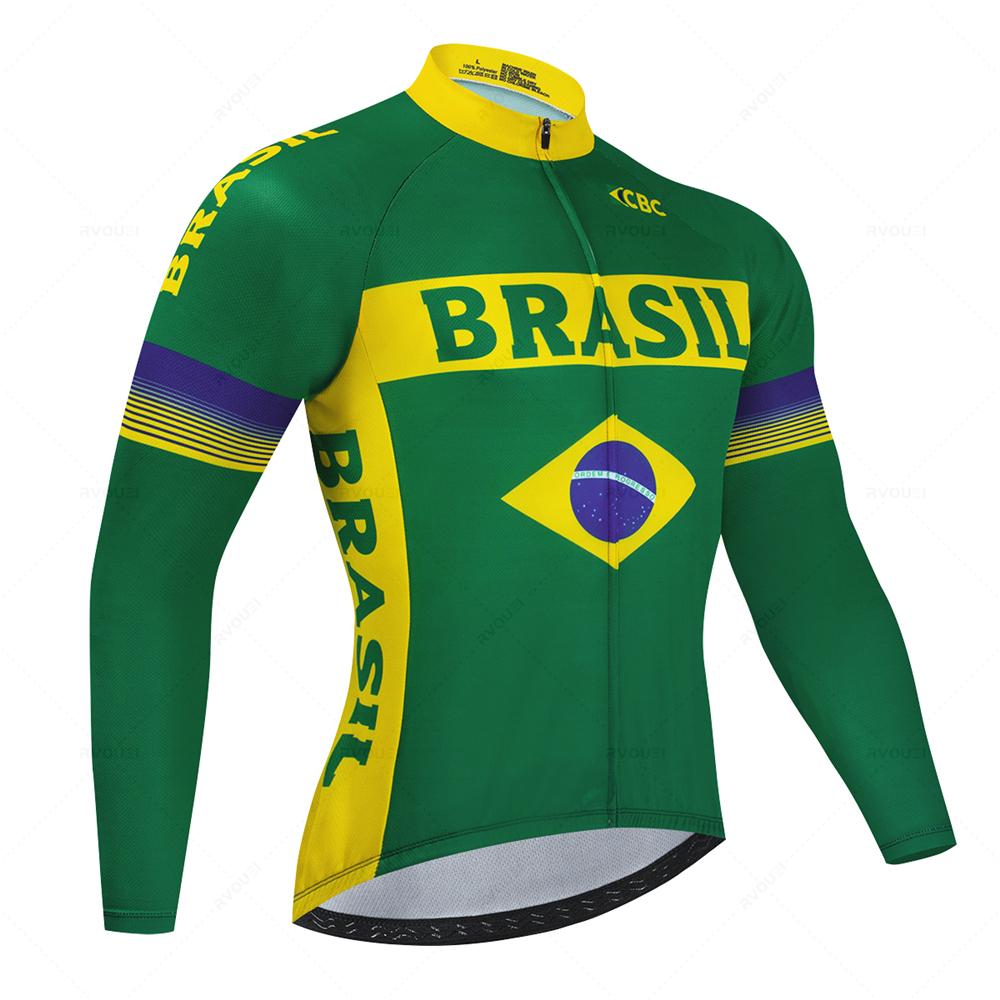 2026 Brazil Summer Long Sleeve Cycling Clothing Set Team Jersey Men Suit Breathable Outdoor Bike MTB Clothing Paded Ciclismo Maillot
