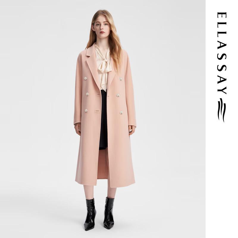 ELLASSAY Women's Merino Wool Double-breasted Lapel Coat EWB354D00300